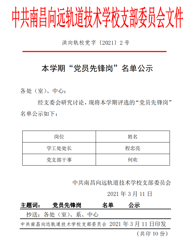 南昌向遠軌道技術學校樹形象做表率的黨員先鋒崗